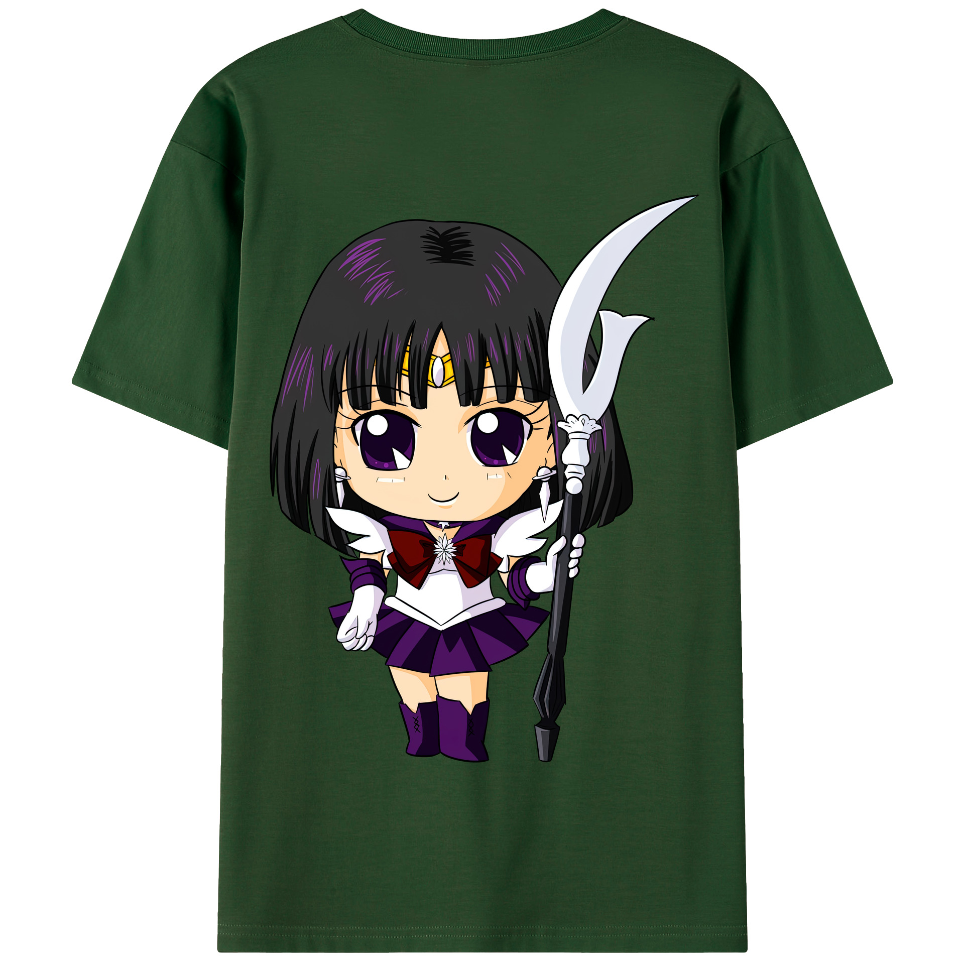 （画像用） 美少女戦士セーラームーン 土萠ほたる Sailor Moon Tomoe Hotaru （セーラーサターン；Sailor Saturn） 綿100％半袖Tシャツ（背面プリント）